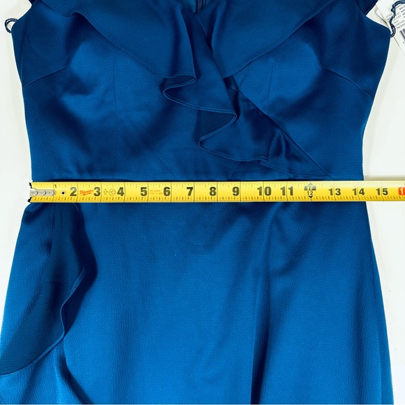 AIDAN MATTOX off the shoulder flounce GOWN navy BLUE wedding prom gown DRESS 6 - Picture 11 of 14